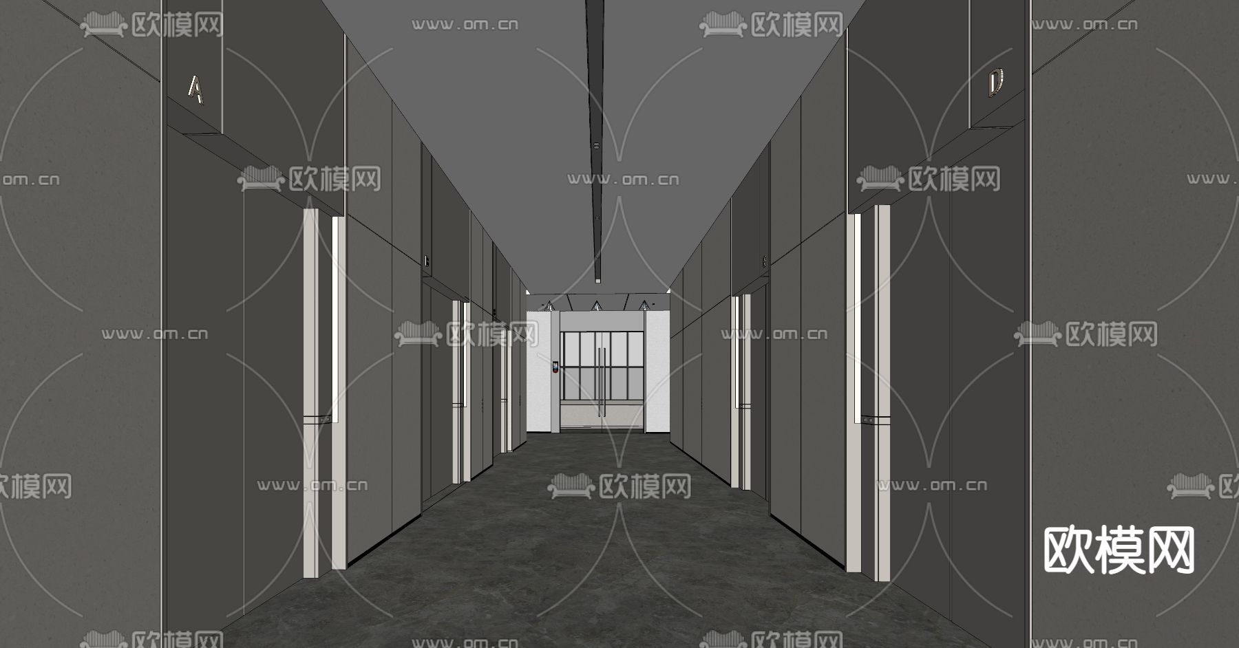 现代电梯厅su模型