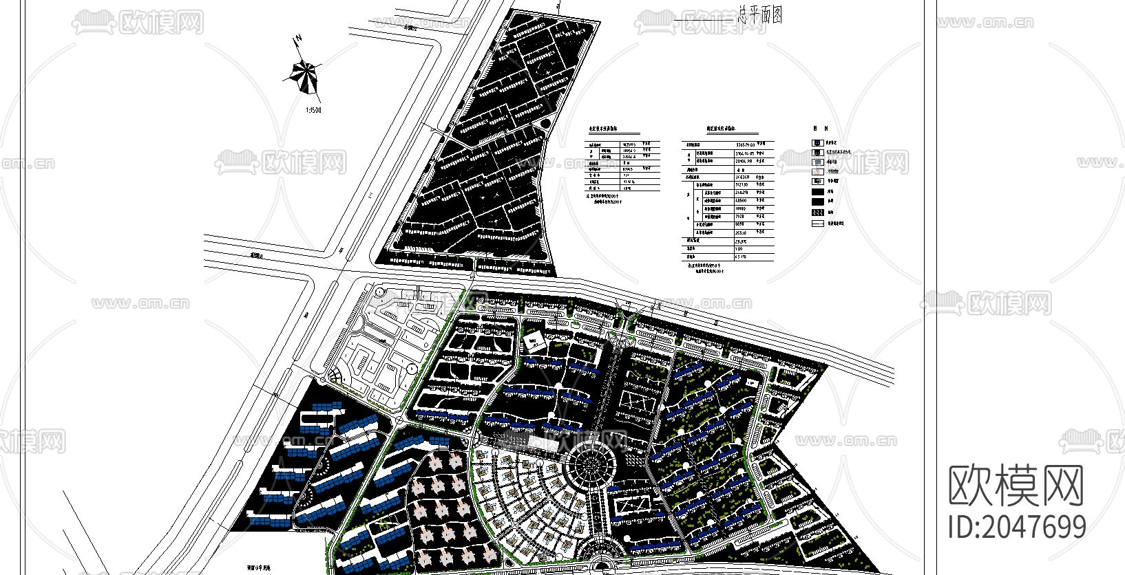 大型居住小区cad施工图下载（渲染图1）