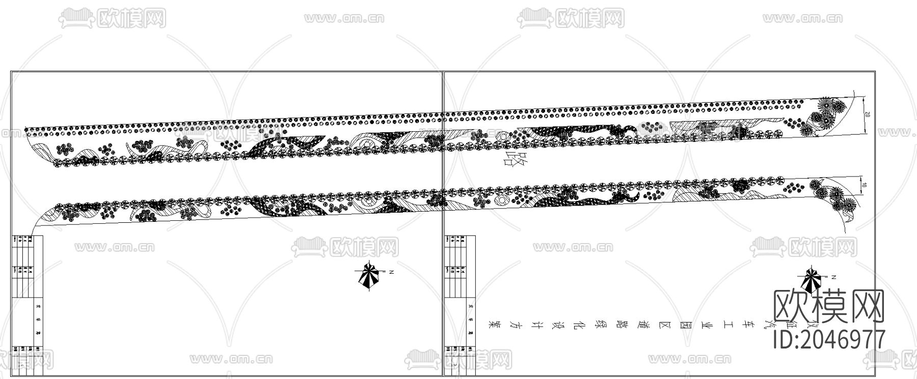 工业园区道路绿化cad施工图下载（渲染图1）
