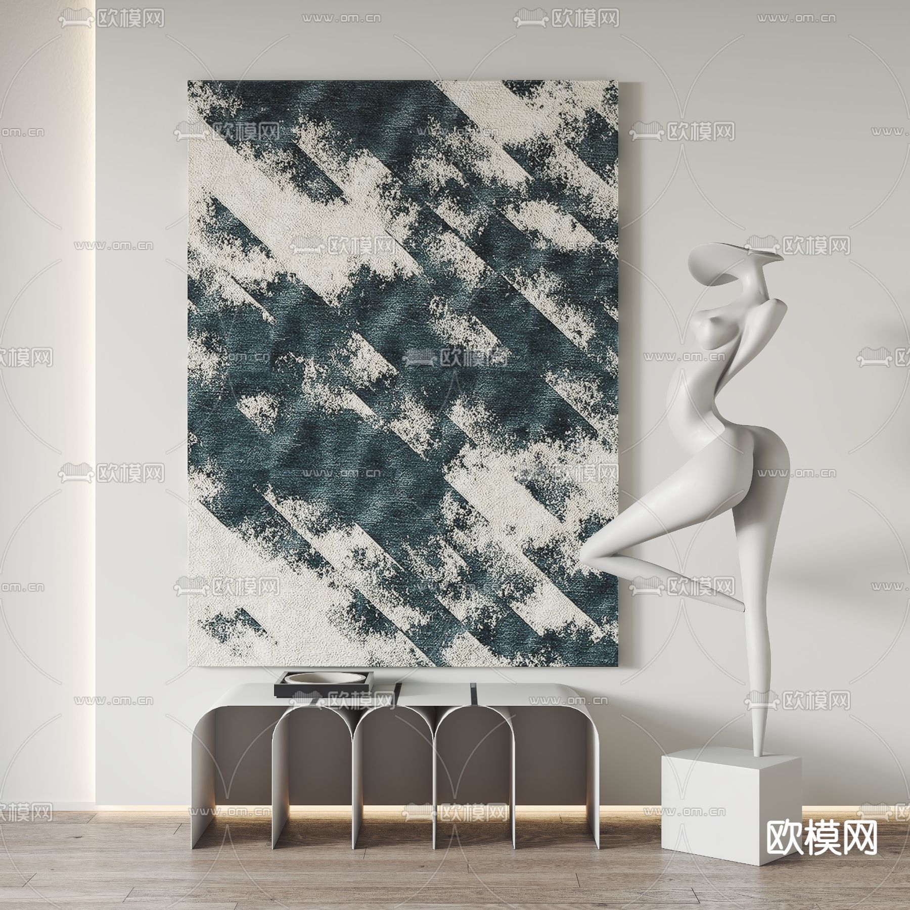 现代抽象装饰挂画雕塑3d模型