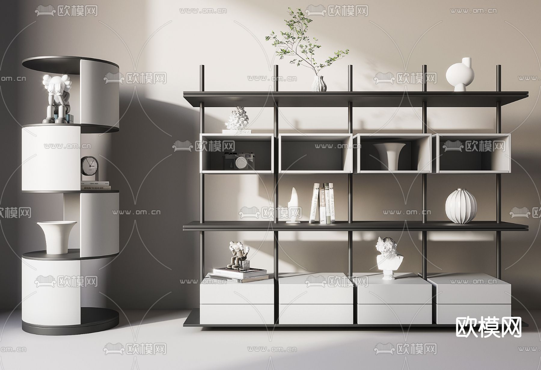 现代柱形装饰柜3d模型