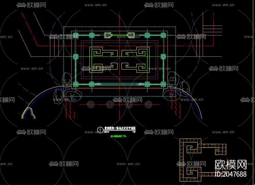 中式景观亭cad施工图下载（渲染图6）