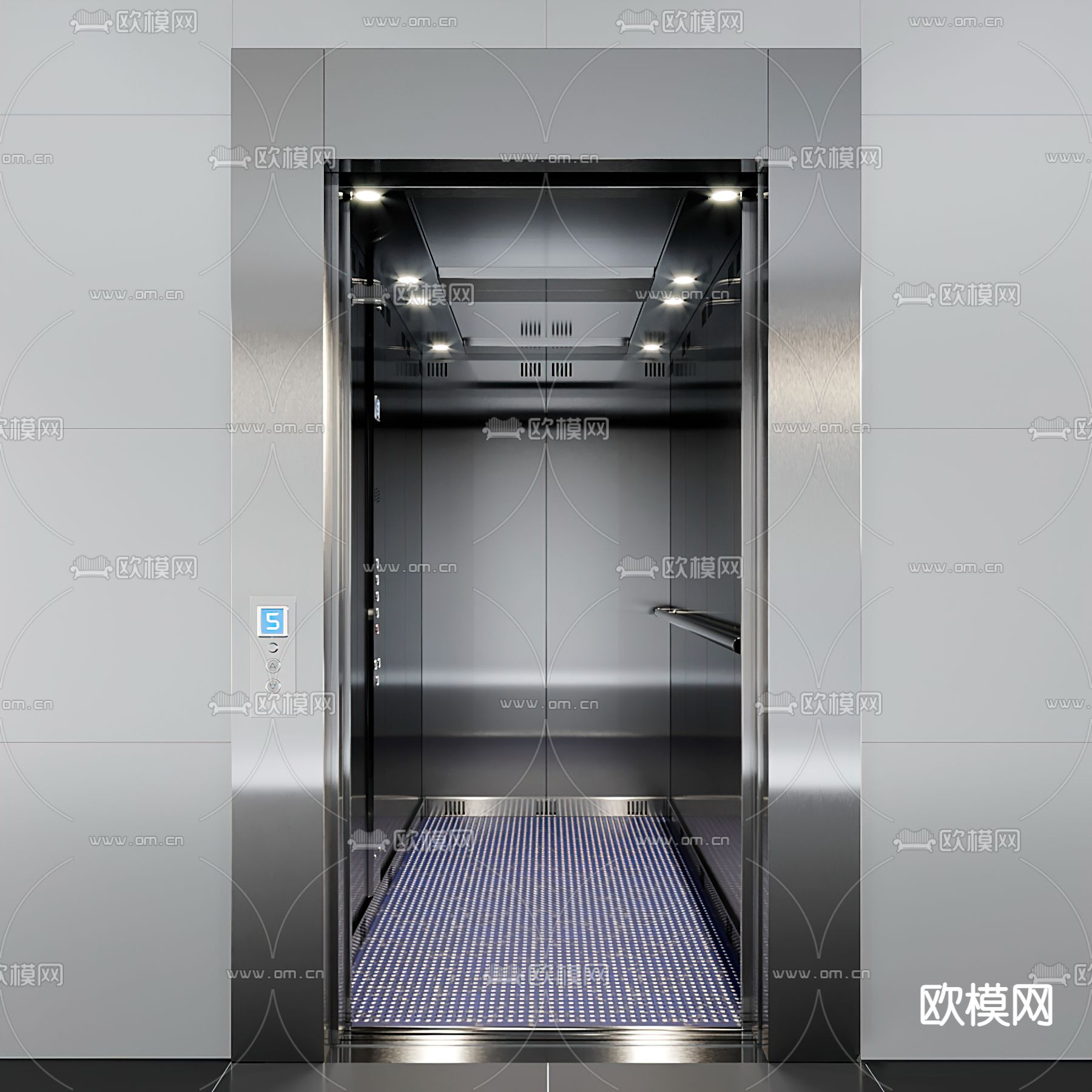 现代电梯轿厢3d模型下载