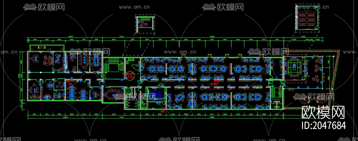 现代办公室cad施工图下载（渲染图6）
