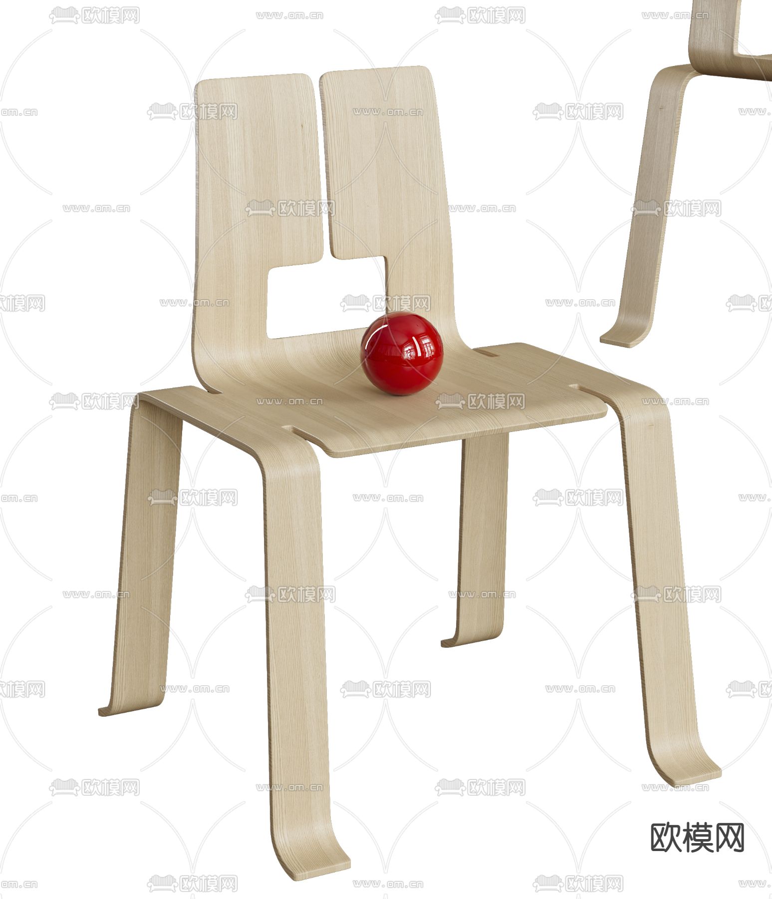 Cassina 实木休闲椅3d模型下载（渲染图2）