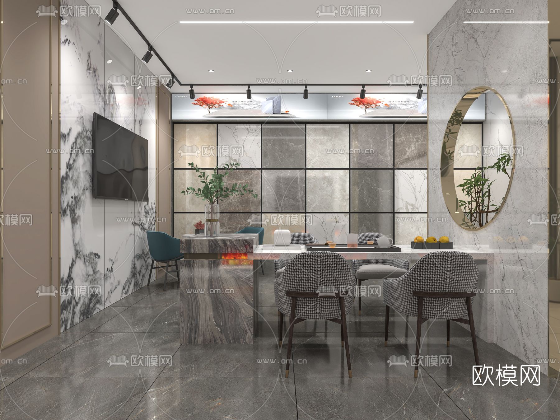 现代大理石展厅免费3d模型下载（渲染图3）