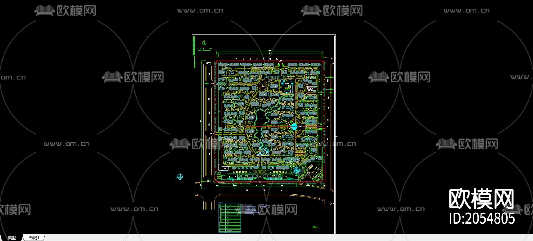 小区规划cad施工图下载（渲染图2）