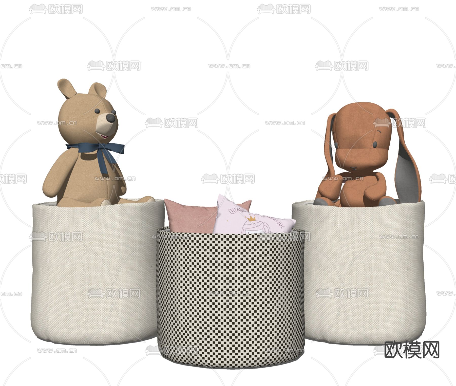 现代玩具收纳筐su模型下载（渲染图2）