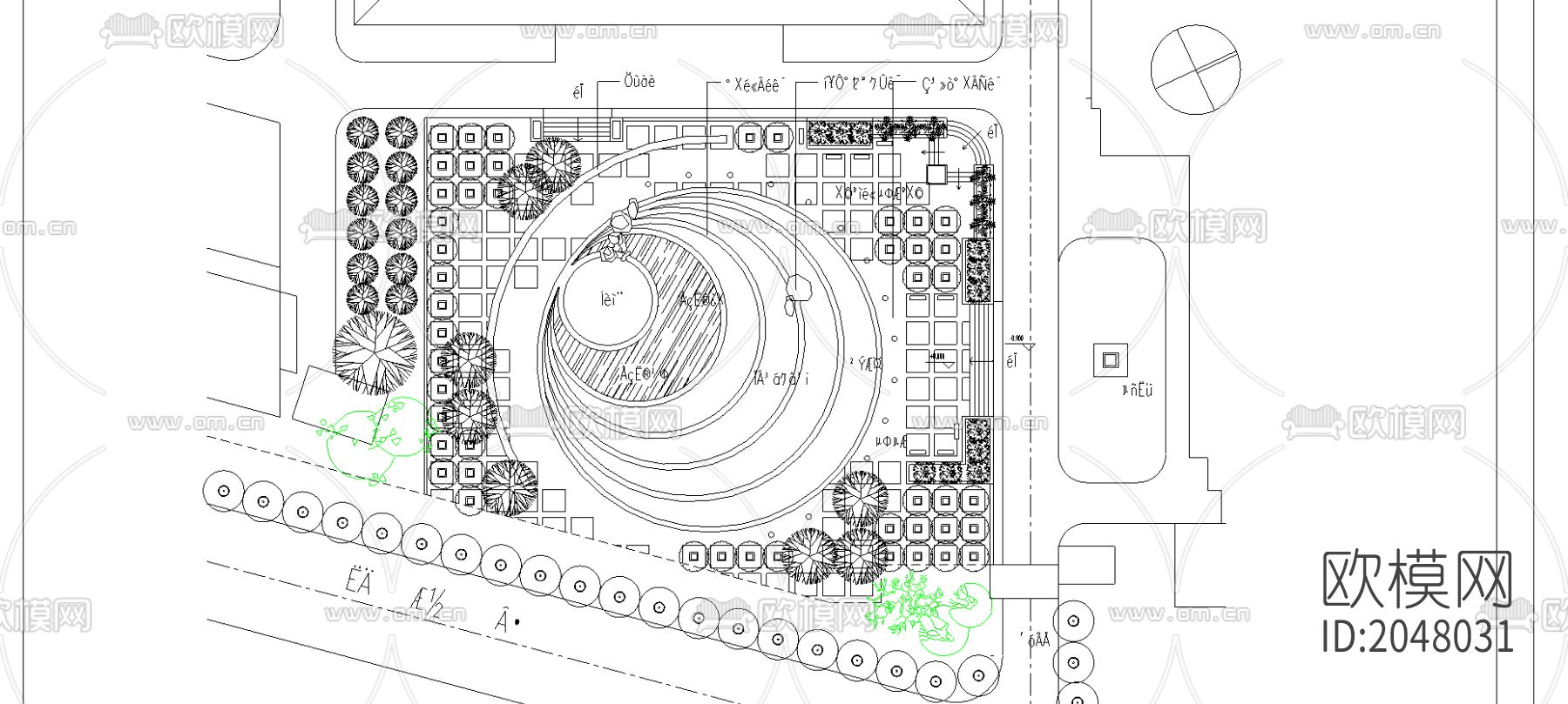 广场环境规划cad施工图下载（渲染图1）