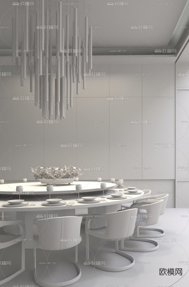 LSD Interior Design 现代餐厅包房3d模型下载(渲染图2)