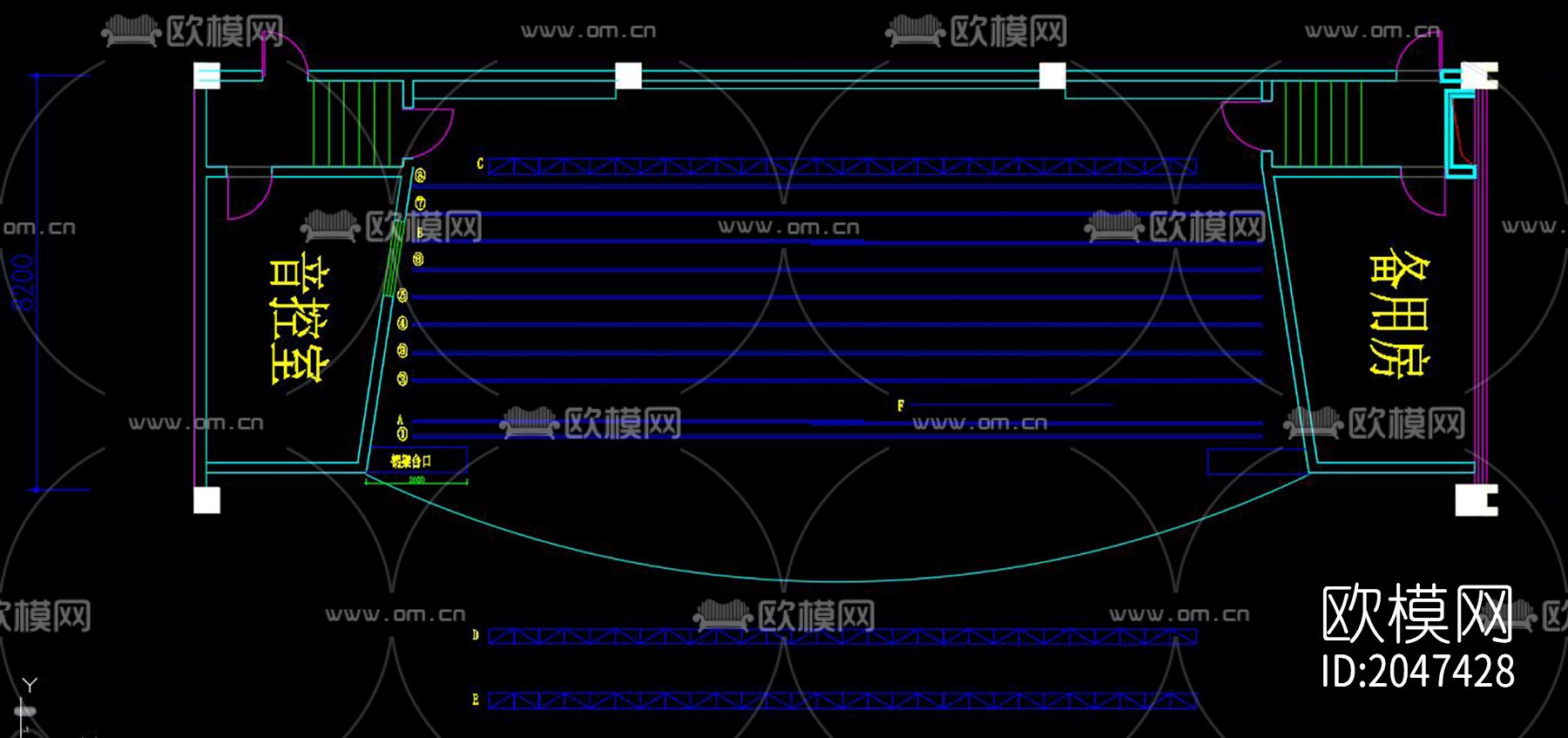 多工能舞台cad施工图下载（渲染图7）
