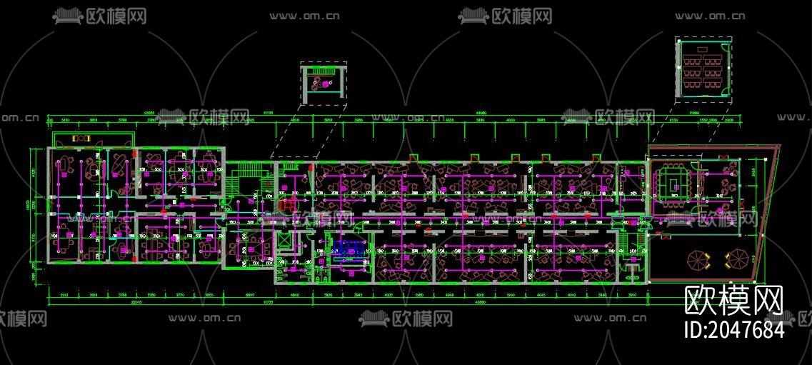 现代办公室cad施工图下载（渲染图9）