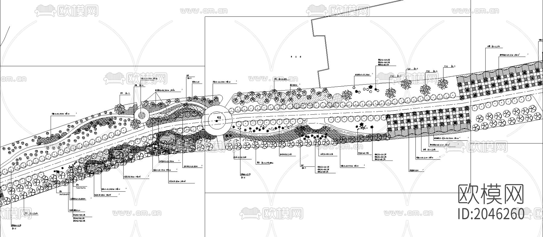 公园绿化cad施工图下载（渲染图1）