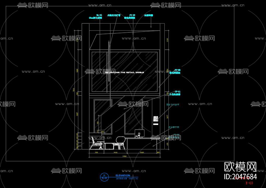 现代办公室cad施工图下载（渲染图8）