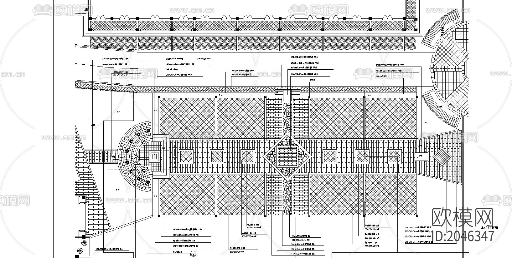 奥林匹克广场景观cad施工图下载（渲染图2）