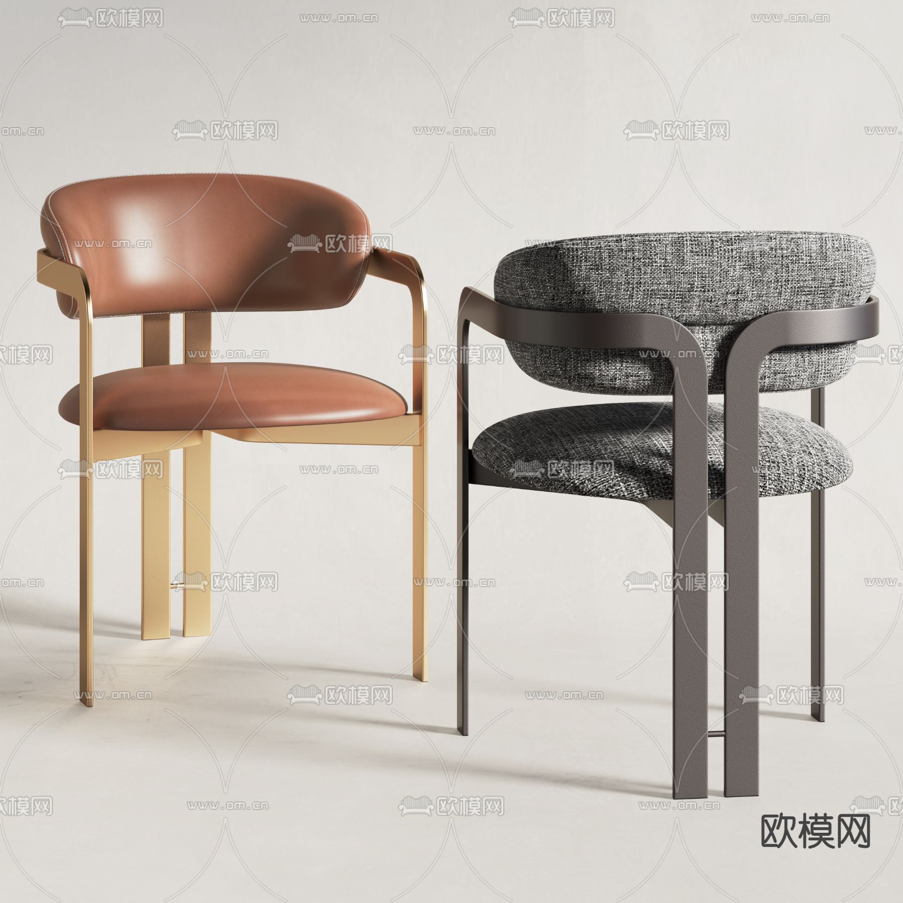 现代皮革单椅3d模型