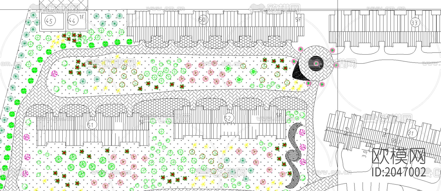 道路及绿化cad施工图下载（渲染图3）
