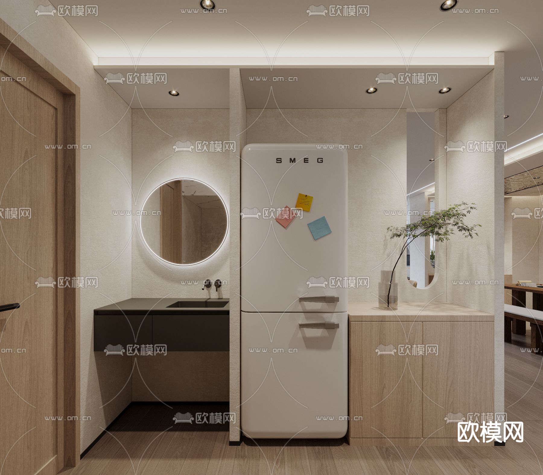 现代敞开式办公室3d模型