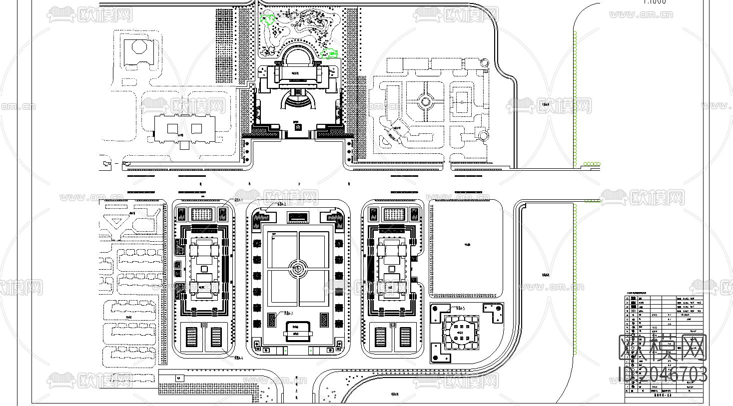 市政广场绿化cad施工图下载（渲染图1）