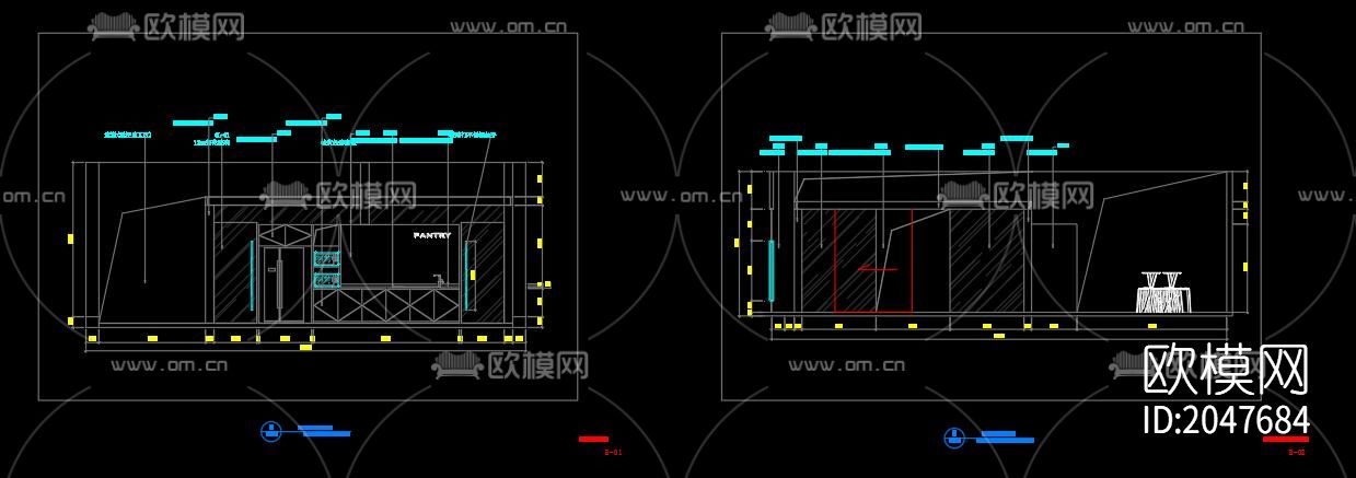 现代办公室cad施工图下载（渲染图3）