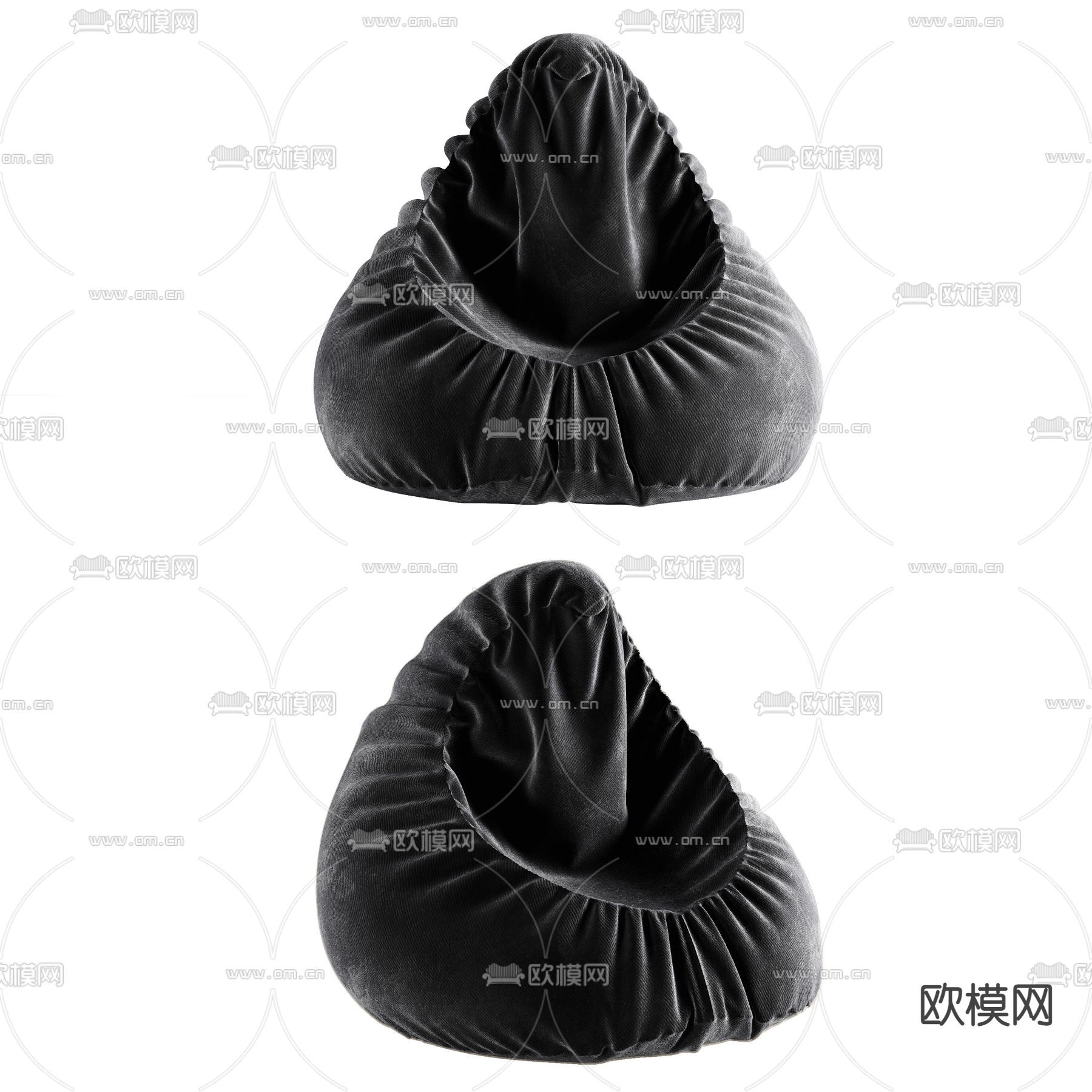 侘寂布艺懒人沙发3d模型下载（渲染图2）