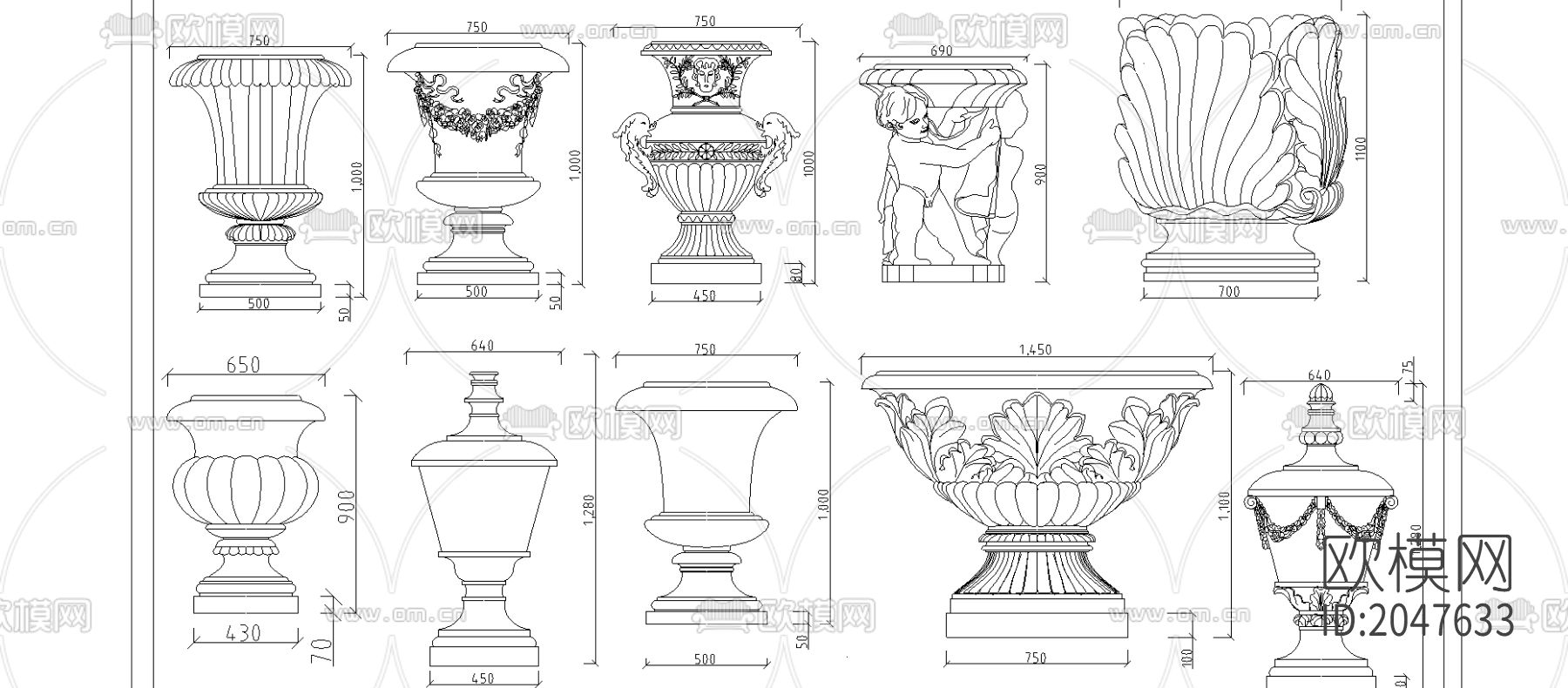 花盆造型喷泉节点大样下载