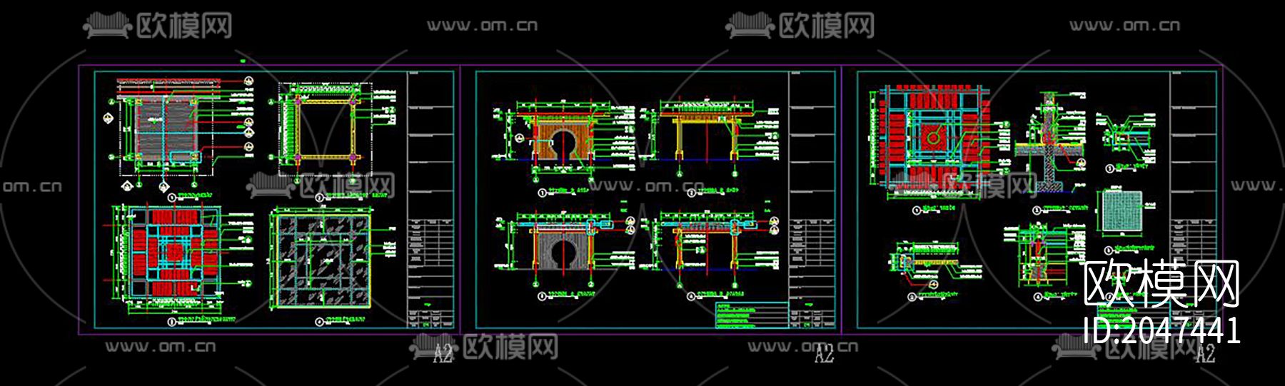 公园中心凉亭cad施工图下载（渲染图7）