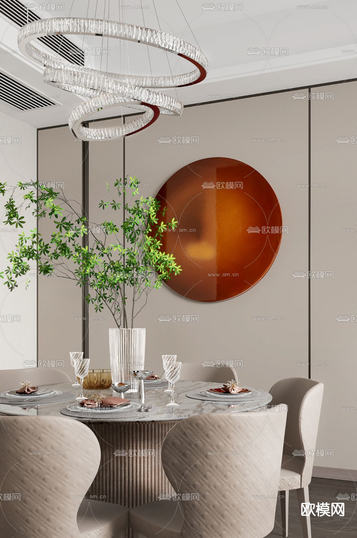 璞辉设计 现代餐厅3d模型下载