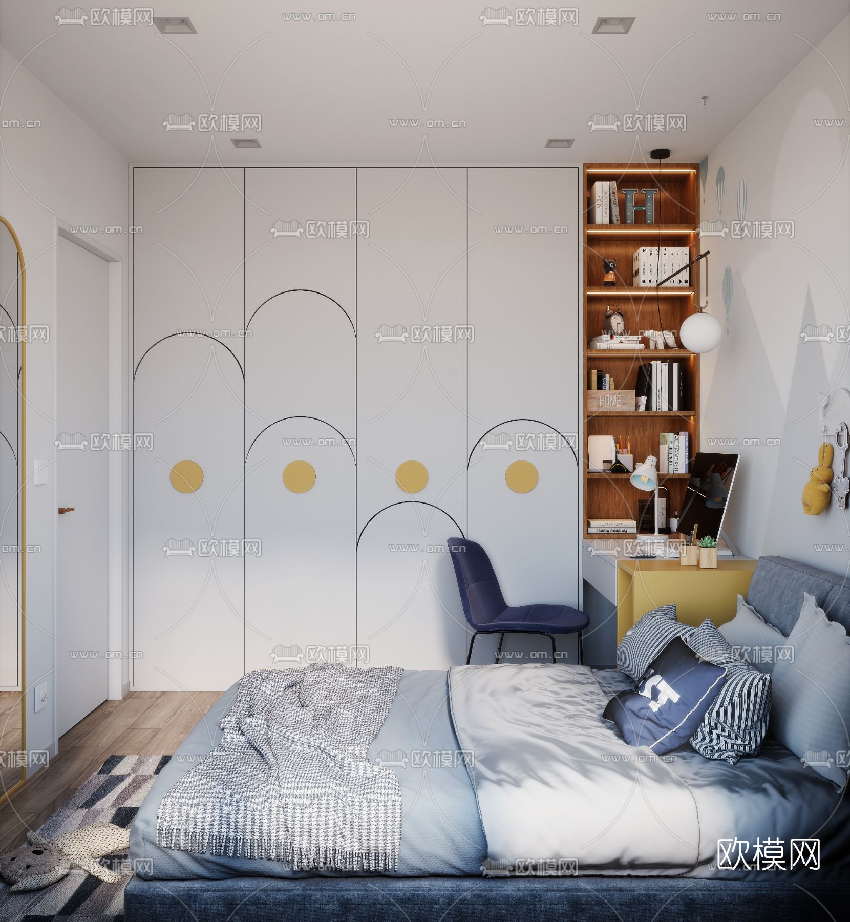 现代儿童房免费3d模型下载