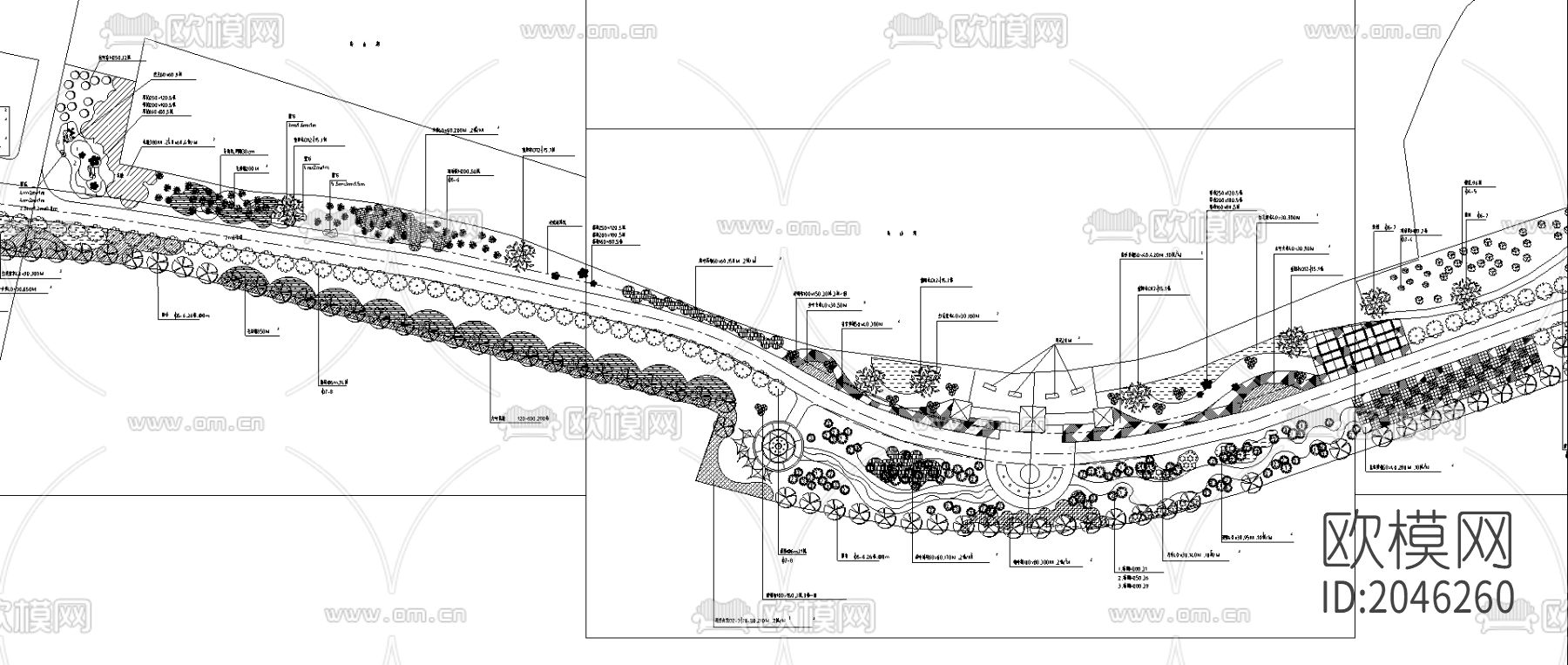 公园绿化cad施工图下载（渲染图2）