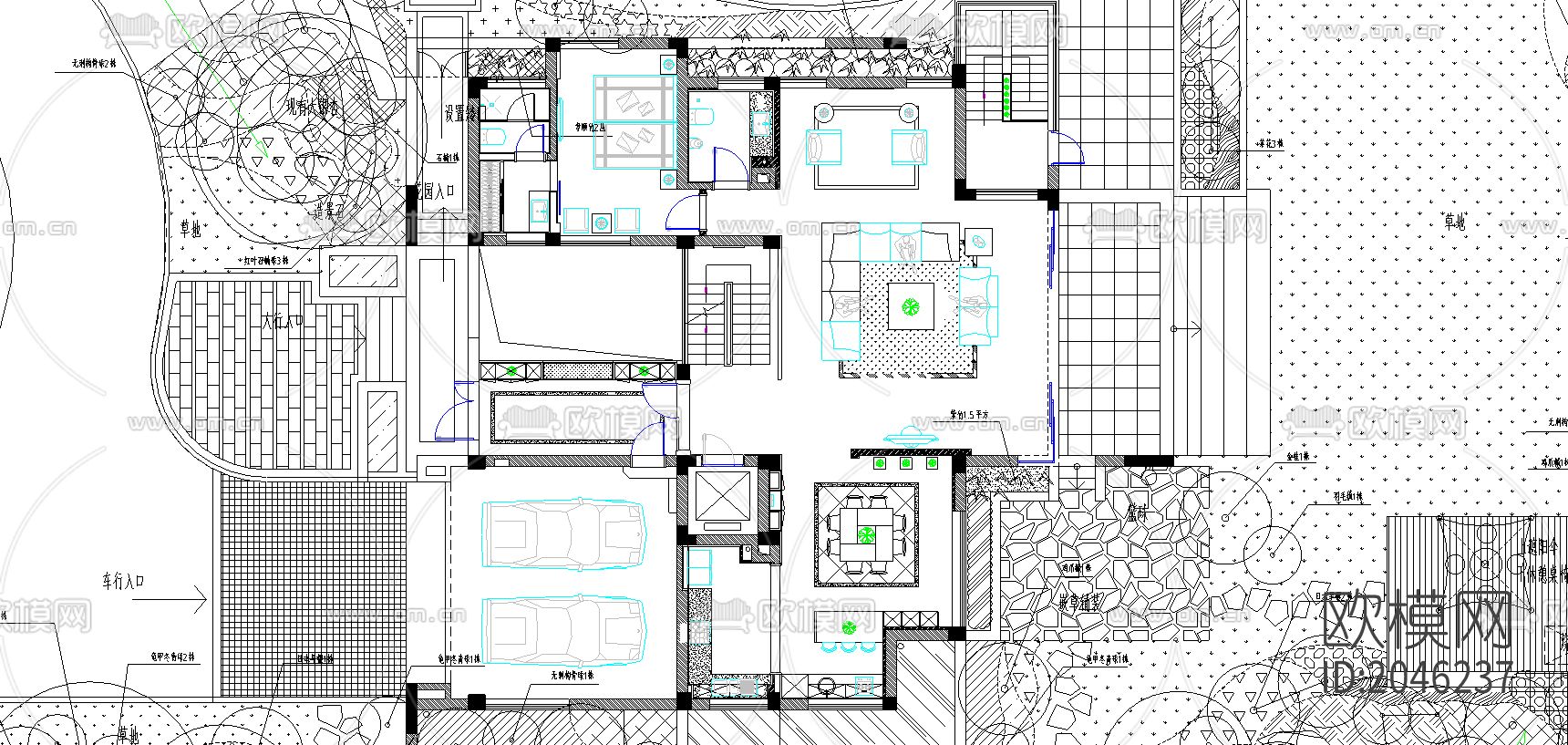 别墅cad施工图下载（渲染图2）