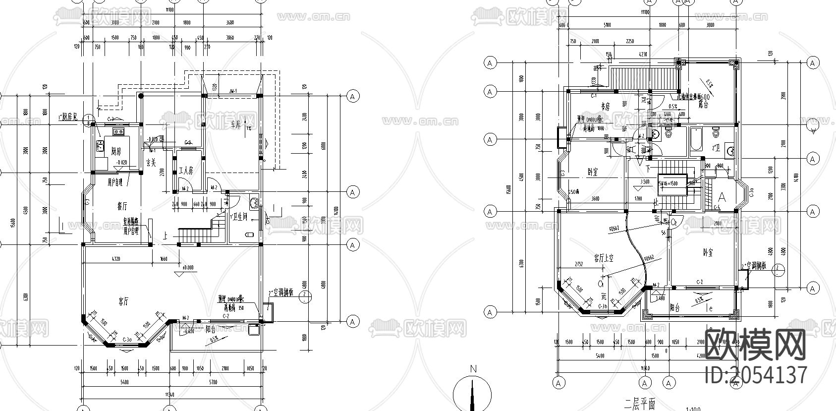 别墅建筑cad施工图下载（渲染图3）