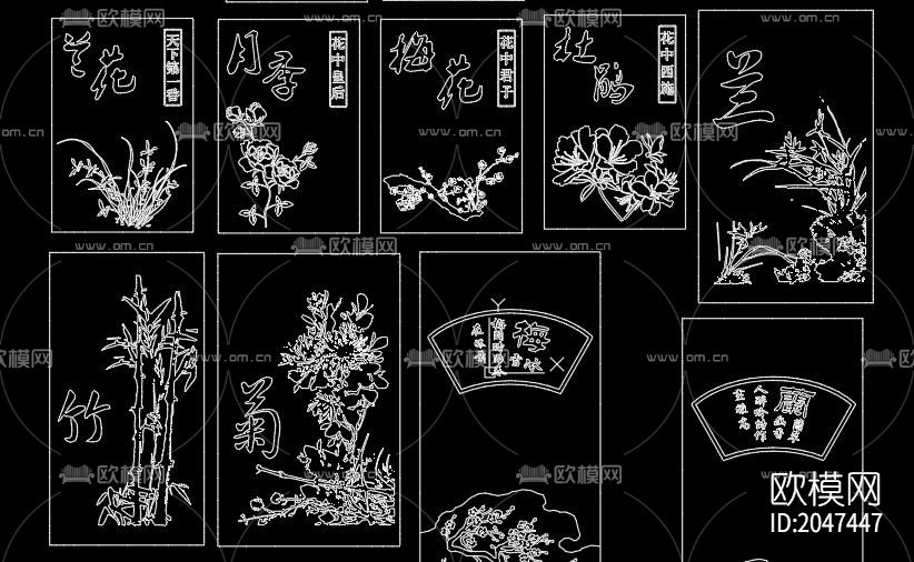 十大名花cad图库下载（渲染图1）