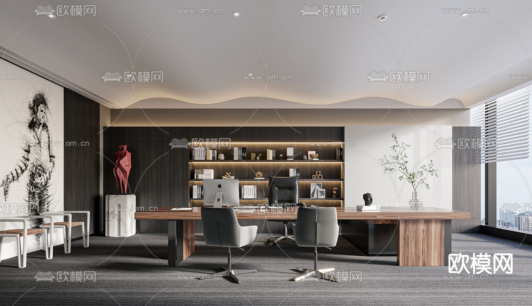现代经理办公室su模型
