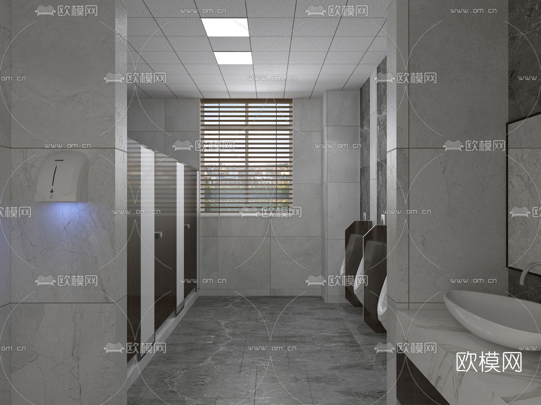 现代公用卫生间免费3d模型下载