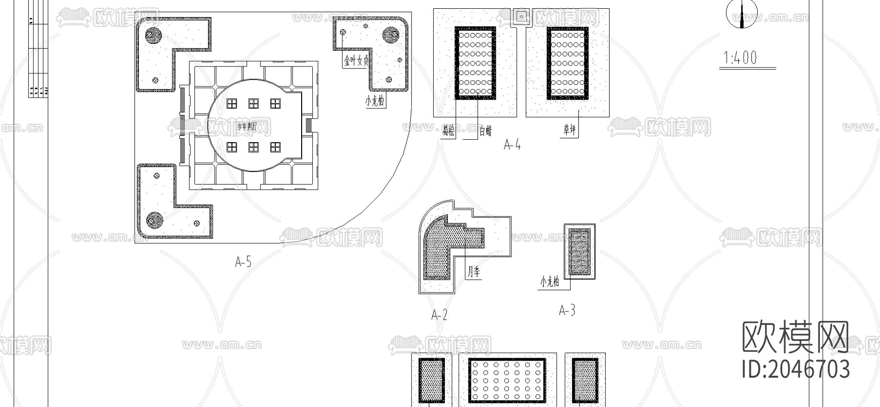 市政广场绿化cad施工图下载（渲染图3）