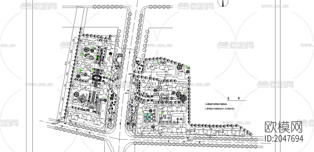 大型小区cad施工图-免费3dmax模型库-欧模网
