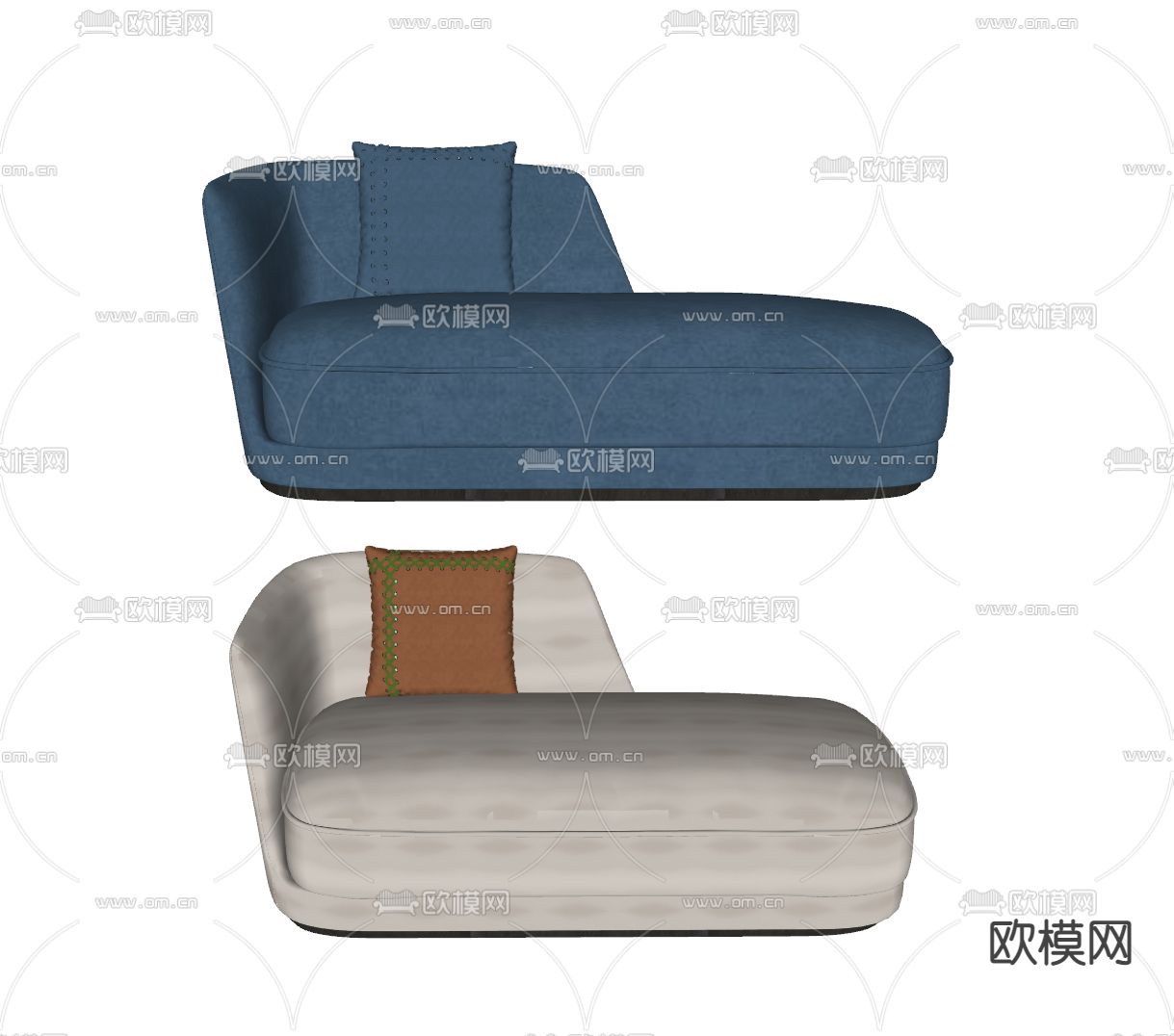 现代布艺贵妃椅su模型