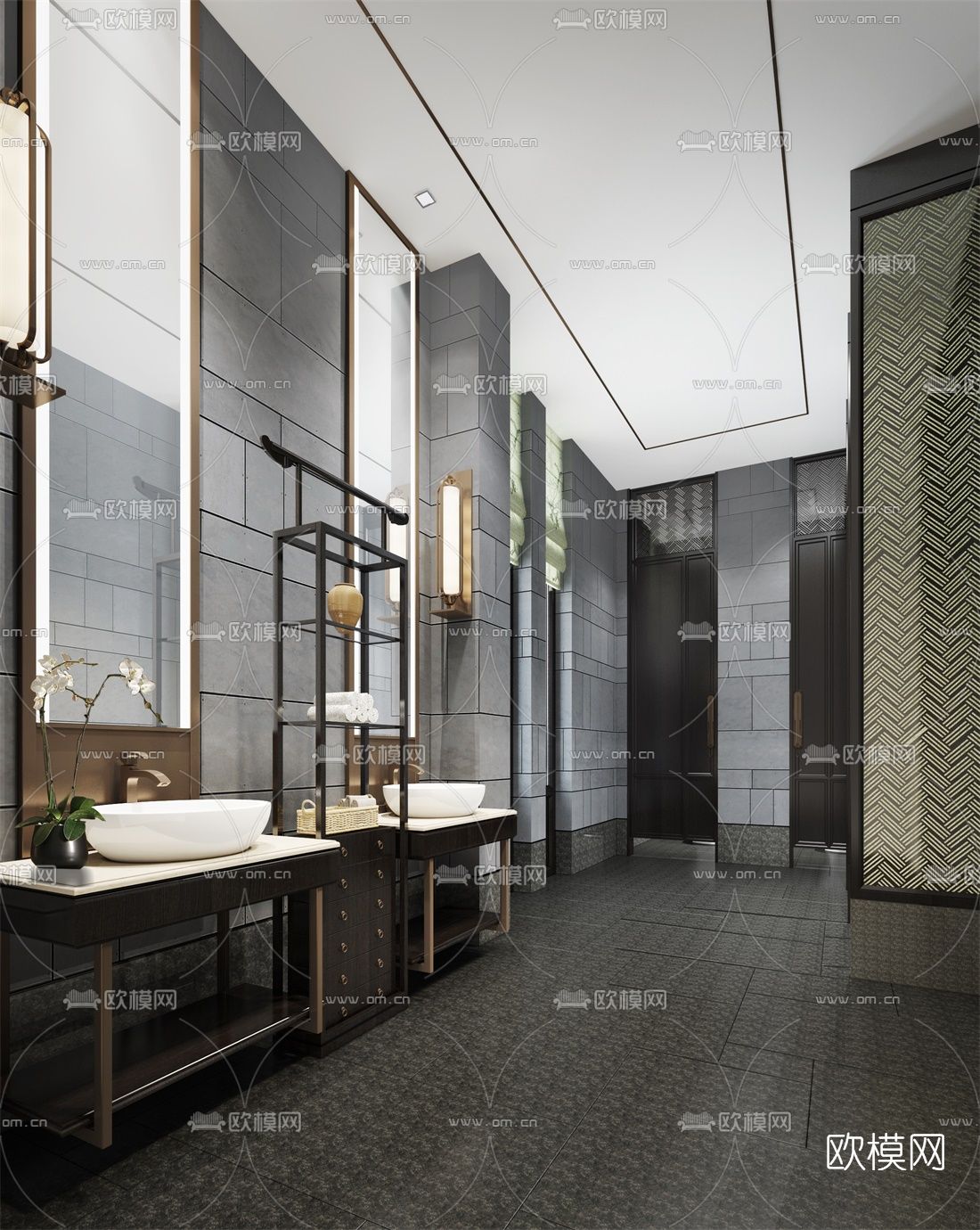 新中式酒店卫生间免费3d模型下载