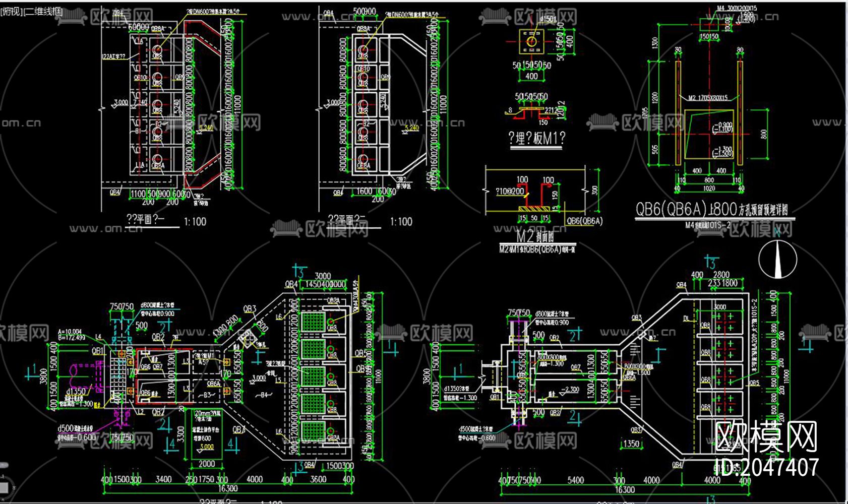 某污水处理厂粗格栅间水泵房cad施工图下载（渲染图6）