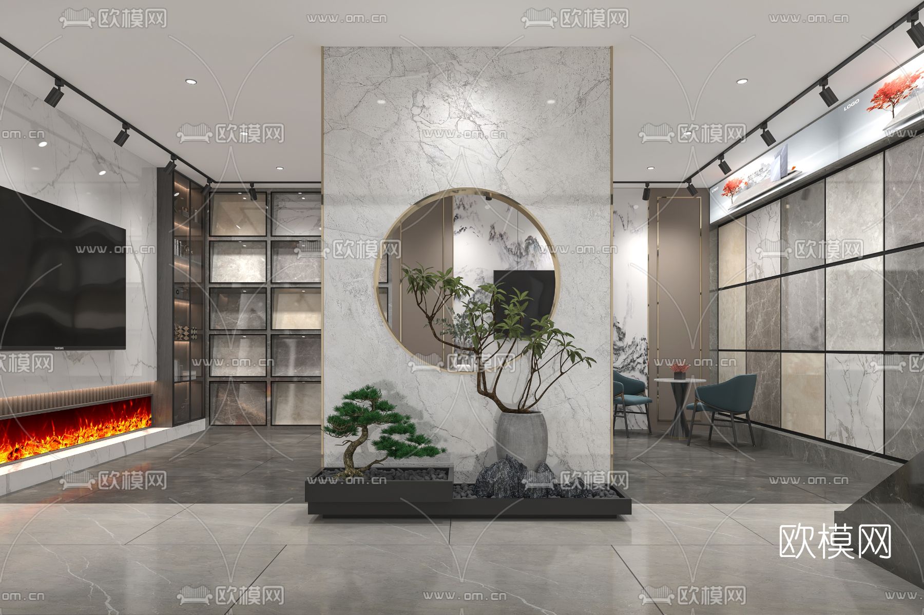 现代大理石展厅免费3d模型下载（渲染图1）