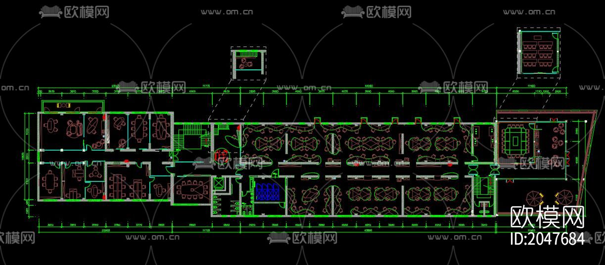 现代办公室cad施工图下载（渲染图4）