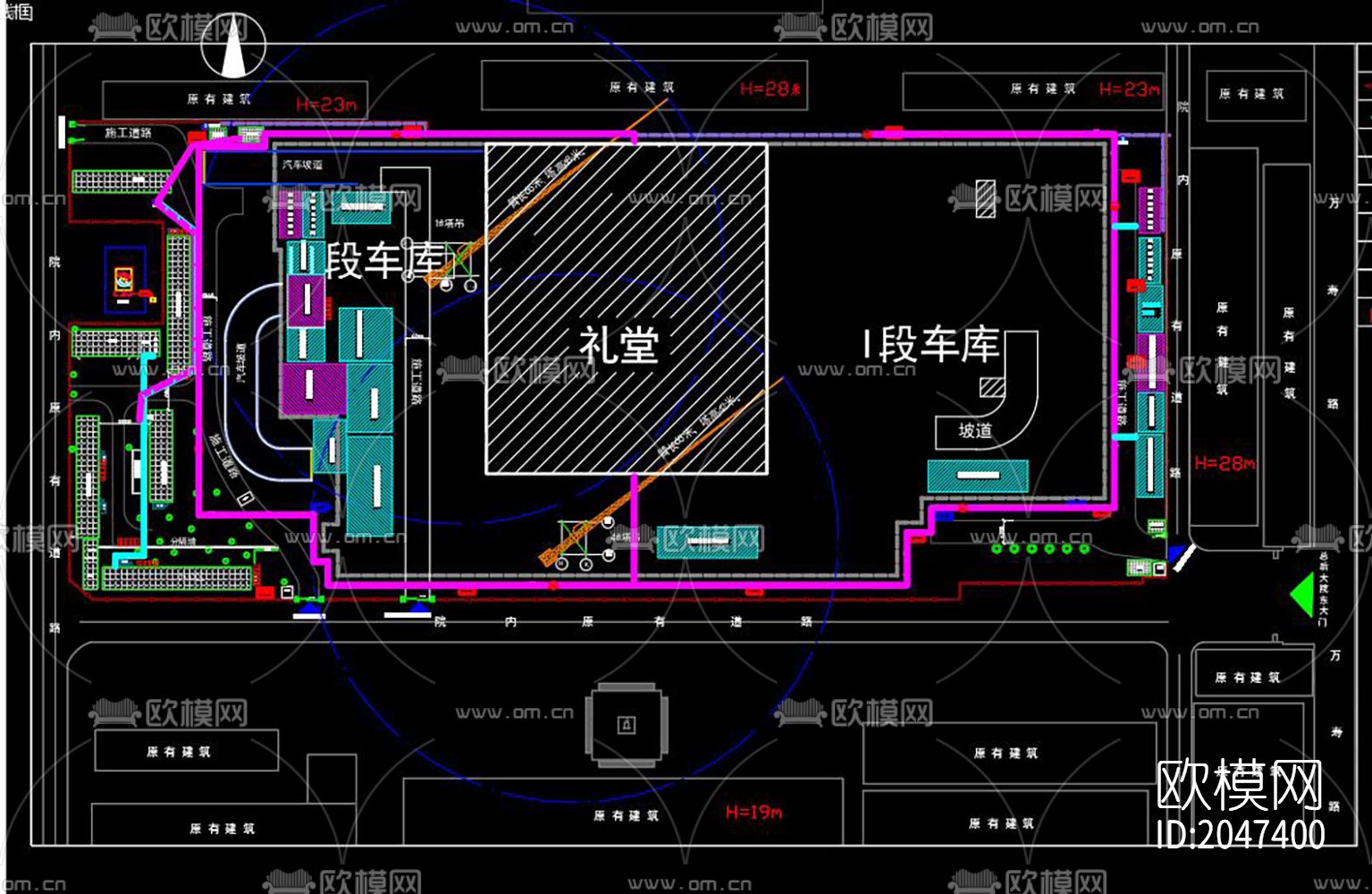 项目临建规划cad施工图下载（渲染图7）