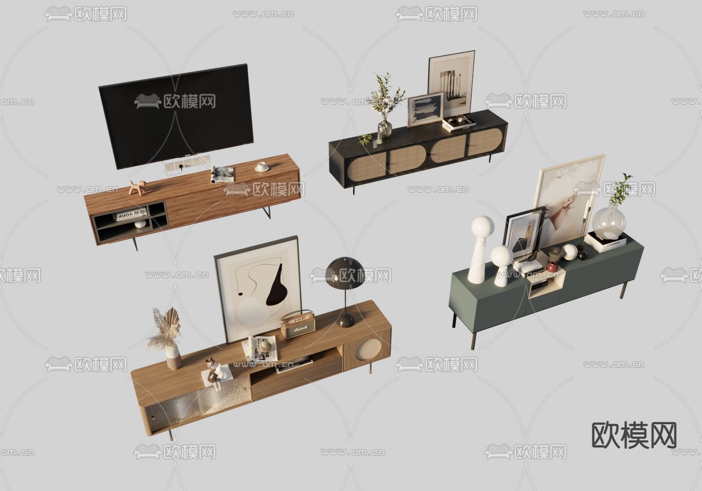 北欧电视柜免费3d模型下载