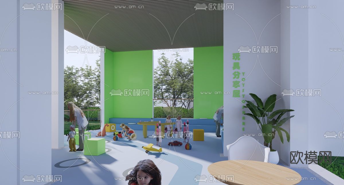 现代主题架空层su模型下载（渲染图2）