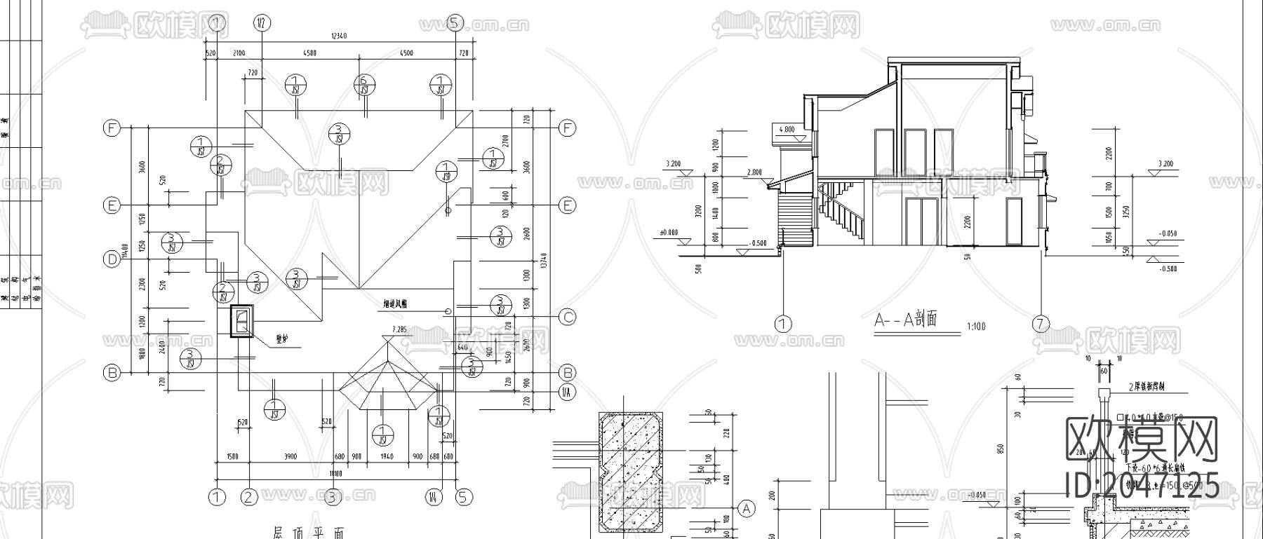 别墅建筑cad施工图下载（渲染图3）