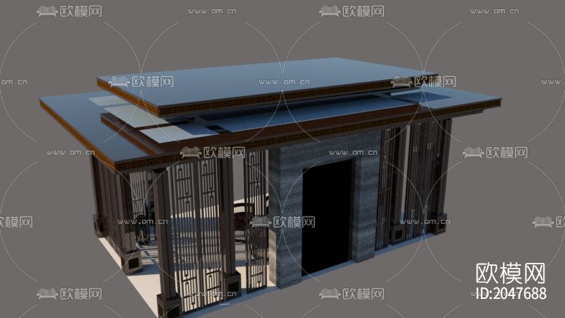 中式景观亭cad施工图下载（渲染图10）