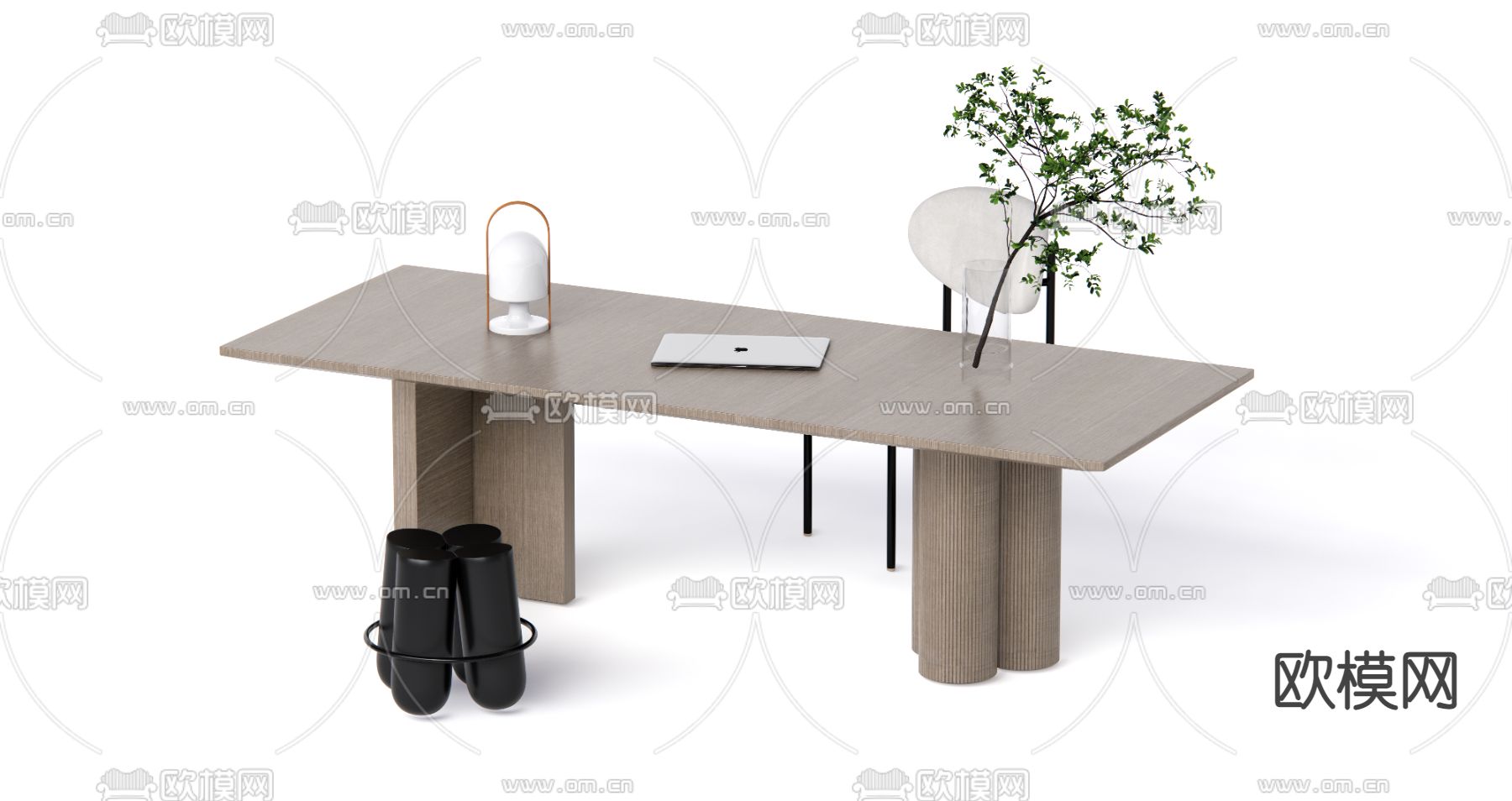 现代书桌椅su模型下载（渲染图1）