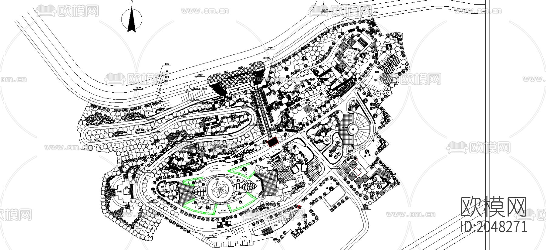 广场规划设计图cad施工图下载（渲染图2）