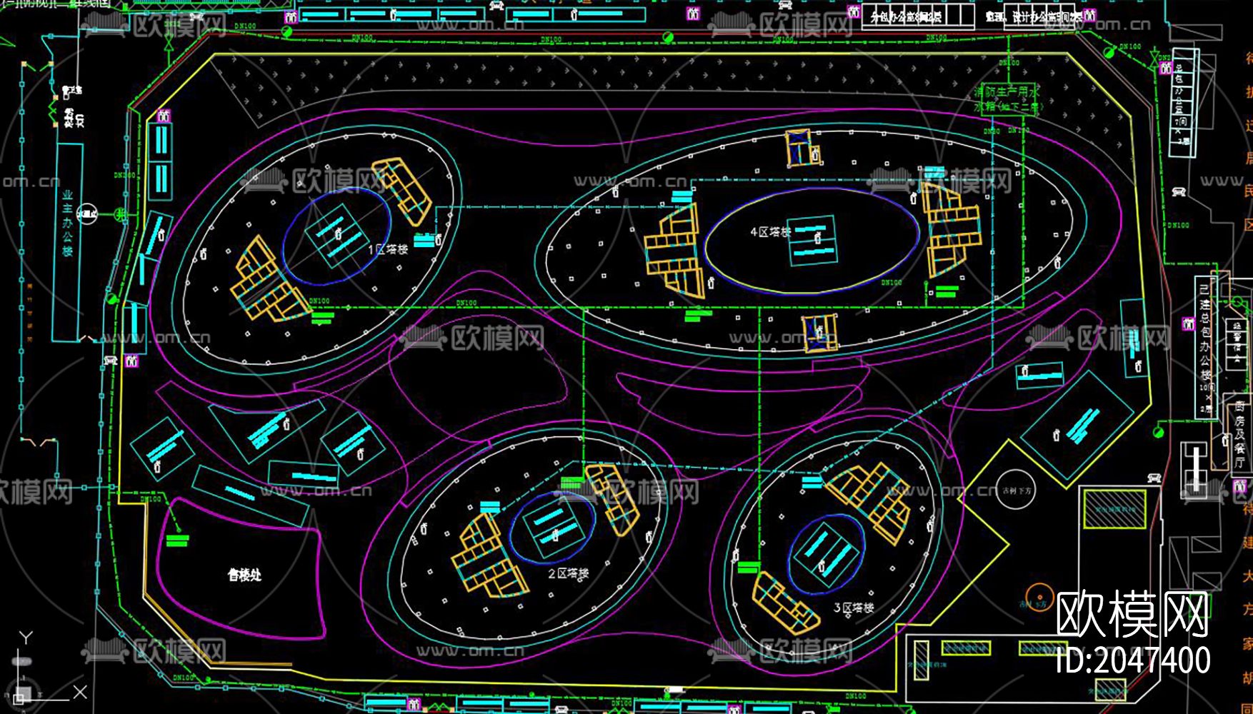 项目临建规划cad施工图下载（渲染图8）